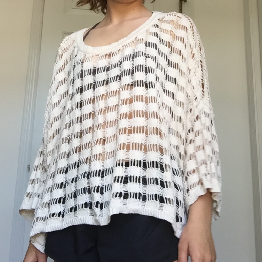 Cream fishnet cover-up